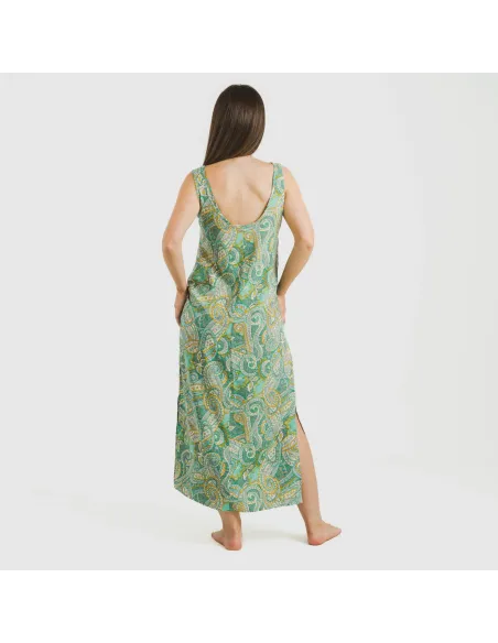 Vestido comprido alças viscosa Patme verde vestidos-mulher