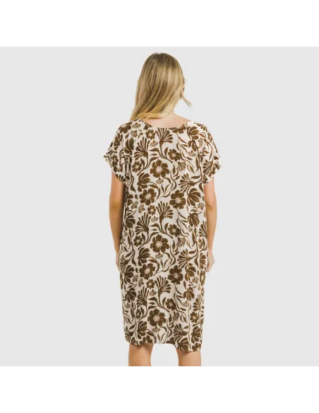 Vestido curto manga fluida viscosa bambula Alexis castanho vestidos-mulher