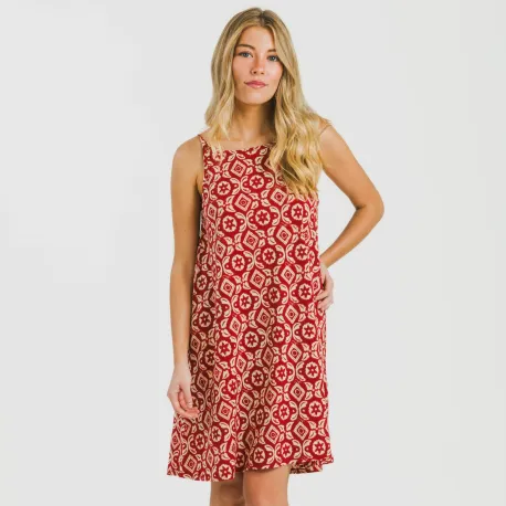 Vestido curto alças crepe Eugenia cor telha vestidos-mulher