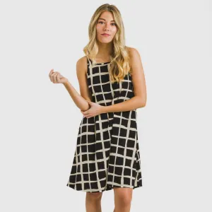 Vestido curto alças crepe...