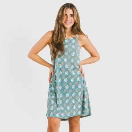 Vestido curto alças crepe Brianda água marinha vestidos-mulher