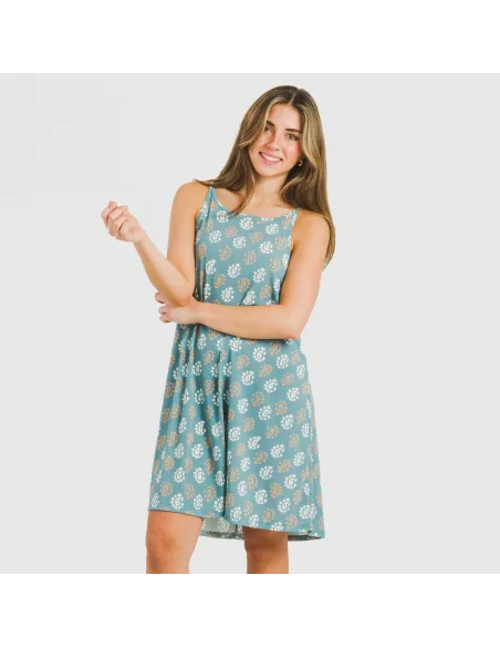 Vestido curto alças crepe Brianda água marinha vestidos-mulher