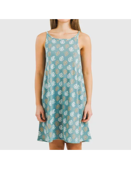 Vestido curto alças crepe Brianda água marinha vestidos-mulher