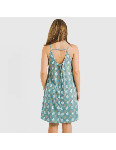 Vestido curto alças crepe Brianda água marinha vestidos-mulher