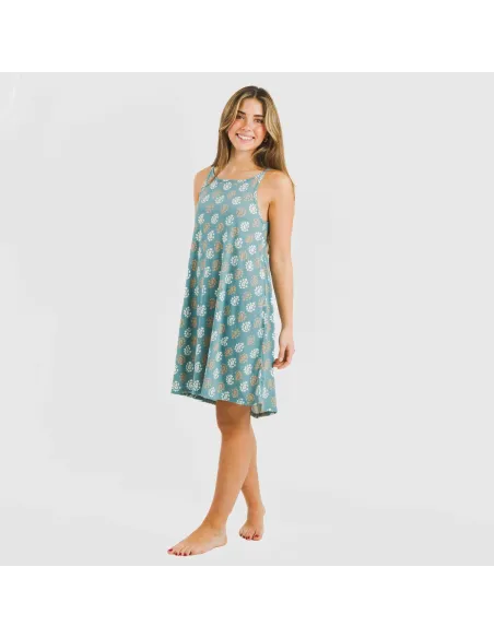 Vestido curto alças crepe Brianda água marinha vestidos-mulher