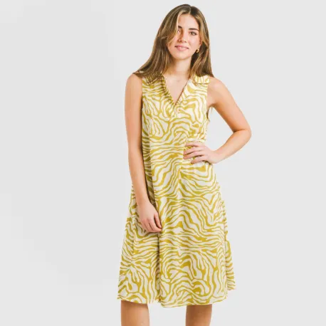 Vestido curto com gola e lapela soft Palmina lima vestidos-mulher