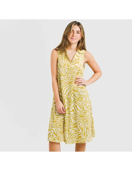 Vestido curto com gola e lapela soft Palmina lima vestidos-mulher