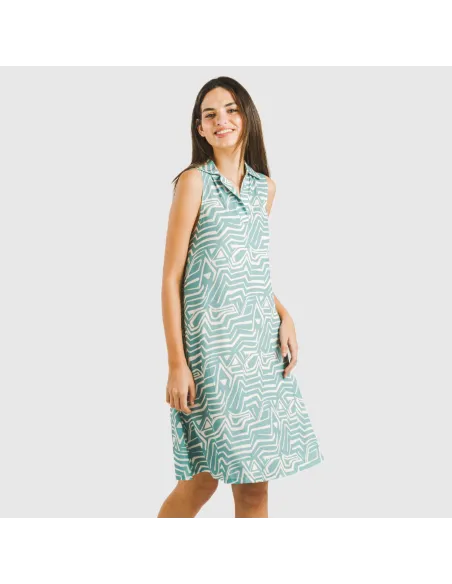 Vestido curto com gola e lapela soft Guiomar água marinha vestidos-mulher