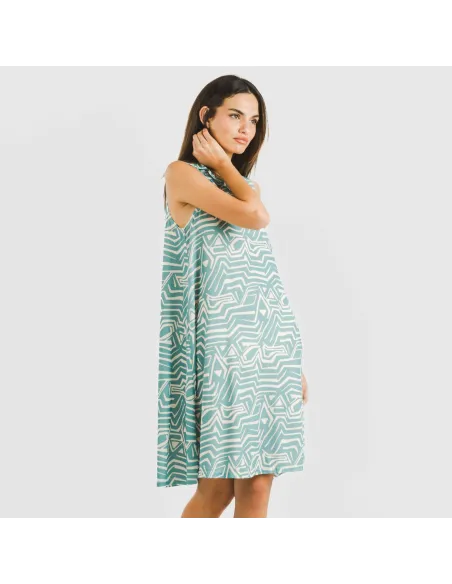 Vestido curto com gola e lapela soft Guiomar água marinha vestidos-mulher
