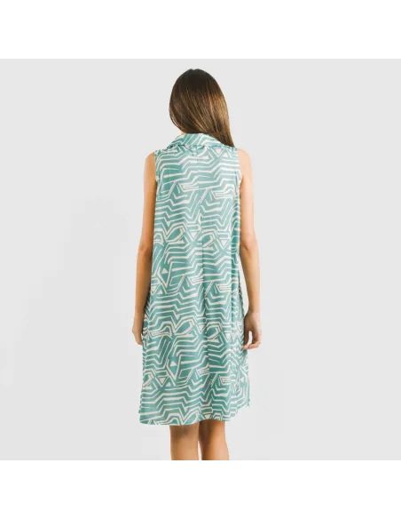 Vestido curto com gola e lapela soft Guiomar água marinha vestidos-mulher