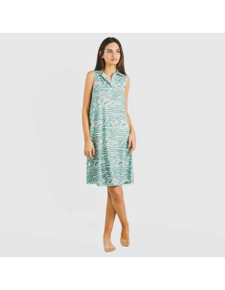 Vestido curto com gola e lapela soft Guiomar água marinha vestidos-mulher