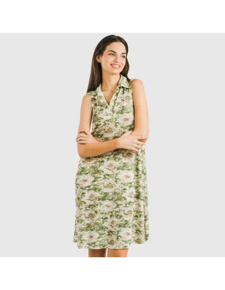Vestido curto com gola e lapela soft Magnus verde vestidos-mulher