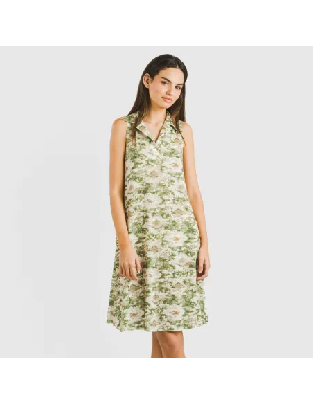 Vestido curto com gola e lapela soft Magnus verde vestidos-mulher