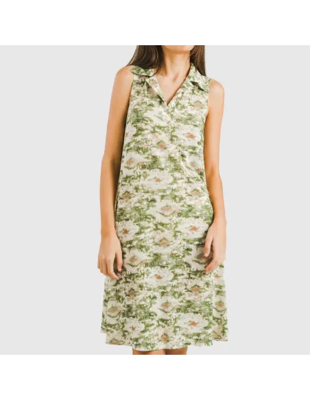 Vestido curto com gola e lapela soft Magnus verde vestidos-mulher