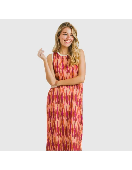 Vestido comprido alças satén Gavidia laranja vestidos-mulher