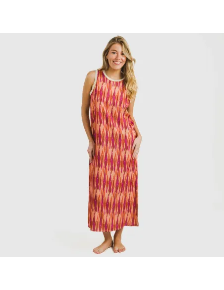 Vestido comprido alças satén Gavidia laranja vestidos-mulher