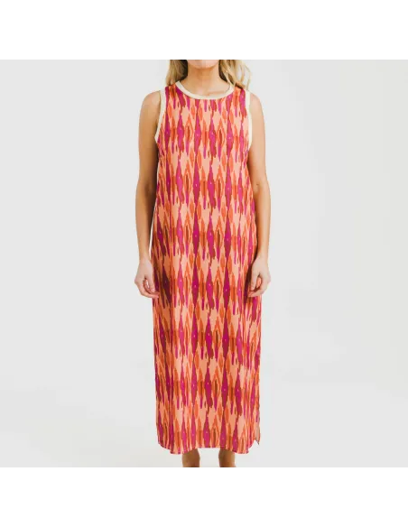 Vestido comprido alças satén Gavidia laranja vestidos-mulher