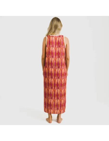 Vestido comprido alças satén Gavidia laranja vestidos-mulher