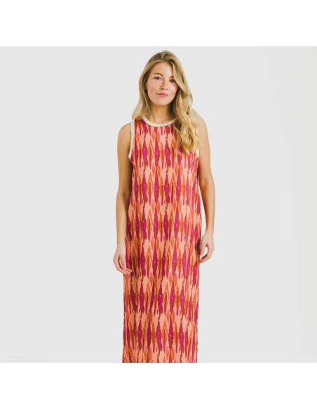 Vestido comprido alças satén Gavidia laranja vestidos-mulher