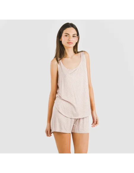 Pijama alças mulher viscosa Sassy rosa pijamas-curtos-mulher