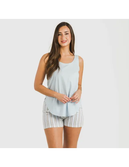 Pijama curto algodão Raya Bill azul celeste pijamas-curtos-mulher