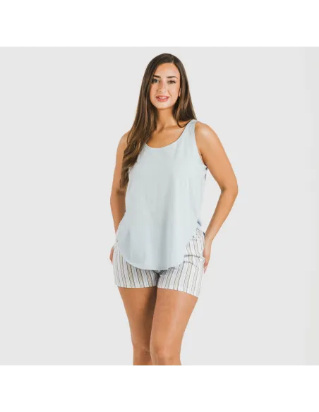 Pijama curto algodão Raya Bill azul celeste pijamas-curtos-mulher
