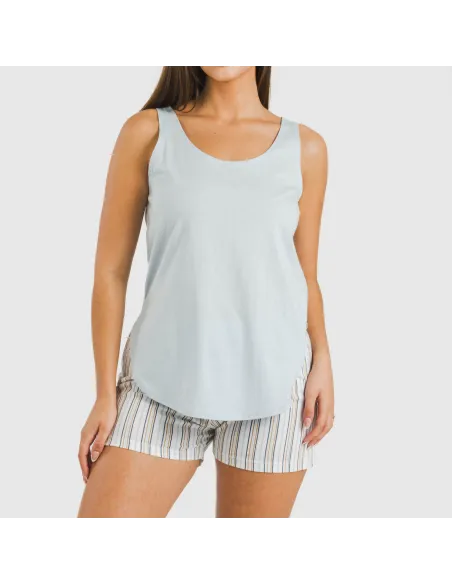 Pijama curto algodão Raya Bill azul celeste pijamas-curtos-mulher