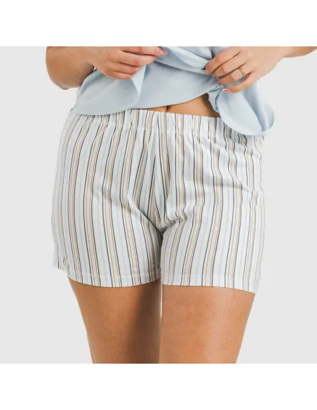 Pijama curto algodão Raya Bill azul celeste pijamas-curtos-mulher
