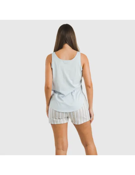 Pijama curto algodão Raya Bill azul celeste pijamas-curtos-mulher