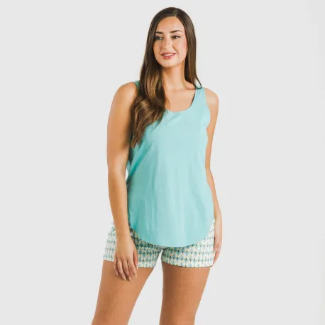 Pijama curto algodão Olimpo verde tiffany pijamas-curtos-mulher
