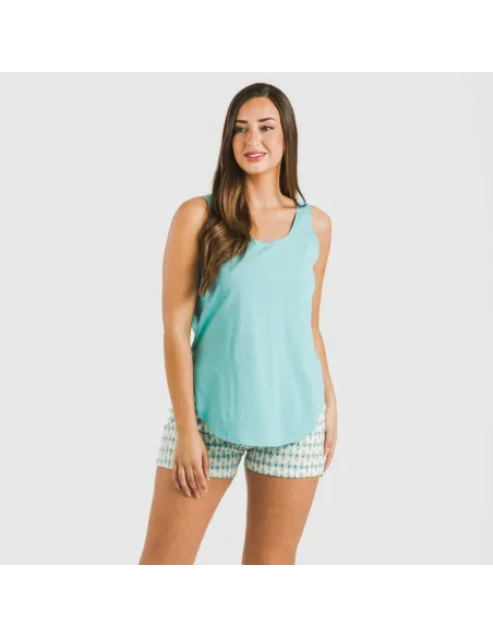 Pijama curto algodão Olimpo verde tiffany pijamas-curtos-mulher