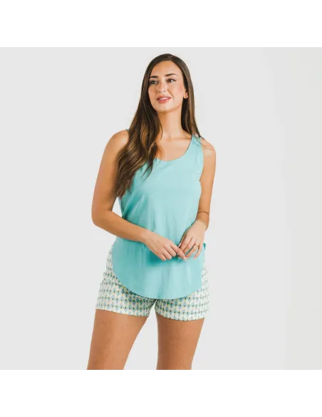 Pijama curto algodão Olimpo verde tiffany pijamas-curtos-mulher