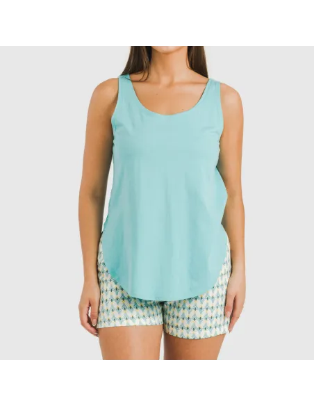 Pijama curto algodão Olimpo verde tiffany pijamas-curtos-mulher