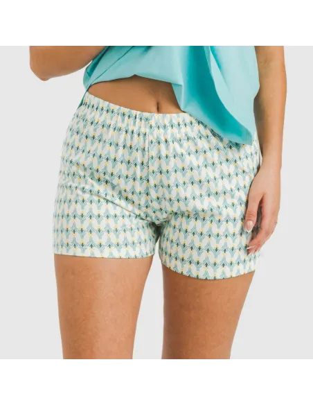 Pijama curto algodão Olimpo verde tiffany pijamas-curtos-mulher