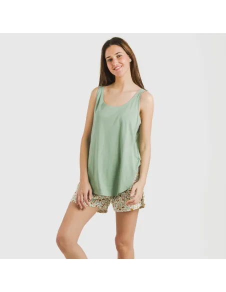 Pijama curto algodão Emma verde tiffany pijamas-curtos-mulher