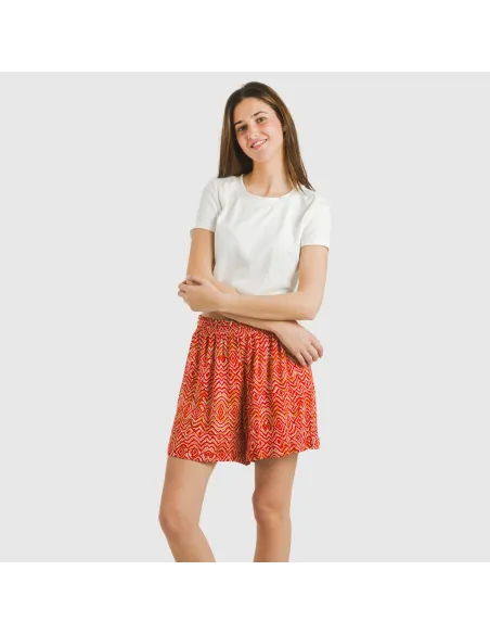 Calções viscosa bambula Silda cor telha pantalones-comodos-mujer