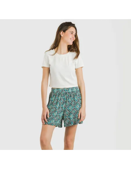 Calções viscosa bambula Malura água marinha pantalones-comodos-mujer