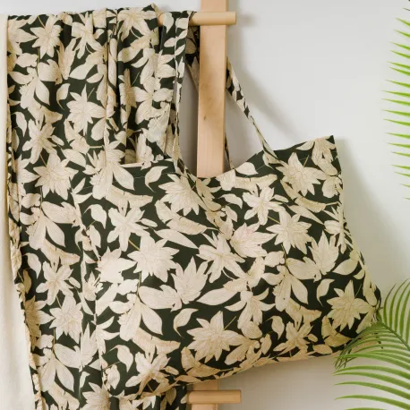 Pack Toalha Pareo + Bolsa Charamo verde caça praia