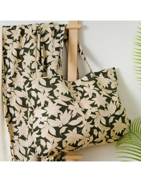 Pack Toalha Pareo + Bolsa Charamo verde caça praia