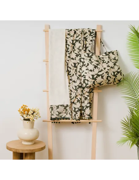 Pack Toalha Pareo + Bolsa Charamo verde caça praia