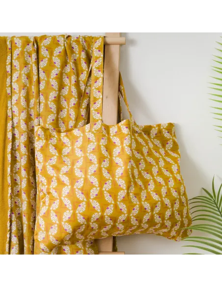 Pack Toalha Pareo + Bolsa Calsita ocre praia