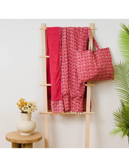 Pack Toalha Pareo + Bolsa Eloina marsala praia