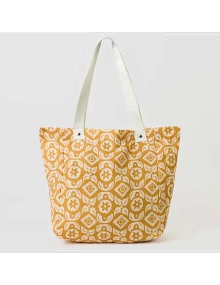 Saco em lona Eugenia ocre bolsas-de-praia