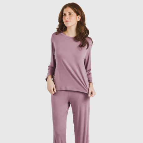 Pijama comprido viscosa mulher liso pijamas-compridos-de-mulher