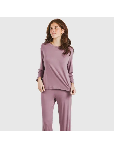 Pijama comprido viscosa mulher liso pijamas-compridos-de-mulher