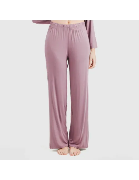 Pijama comprido viscosa mulher liso pijamas-compridos-de-mulher