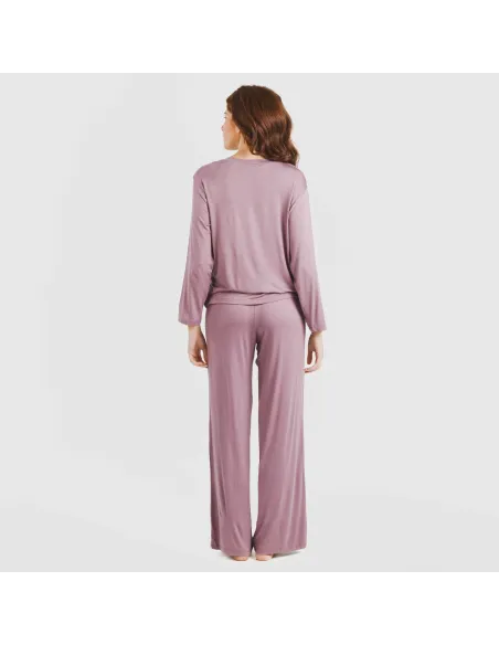 Pijama comprido viscosa mulher liso pijamas-compridos-de-mulher
