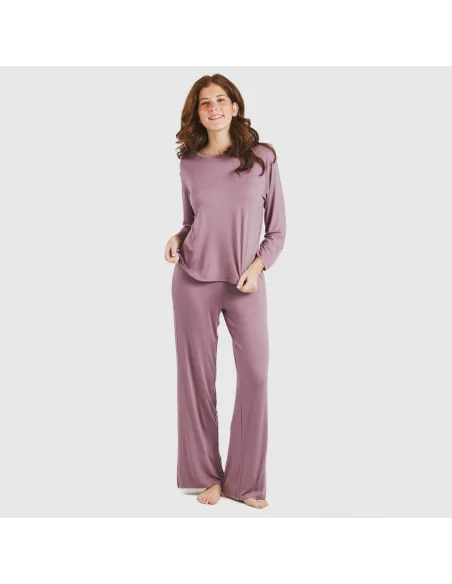 Pijama comprido viscosa mulher liso pijamas-compridos-de-mulher