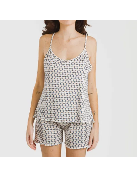 Pijama alças mulher soft Ortiz azul pijamas-curtos-mulher