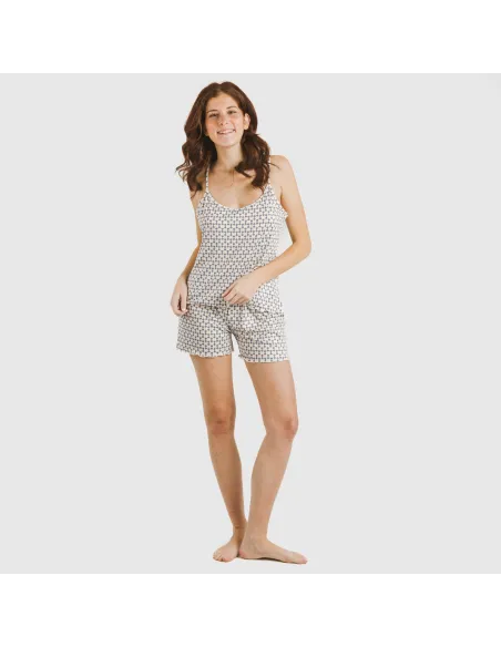 Pijama alças mulher soft Ortiz azul pijamas-curtos-mulher